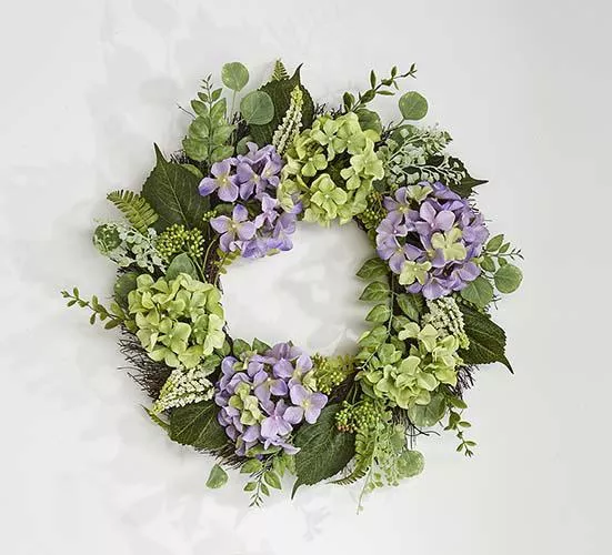 24" HYDRANGEA WREATH ON TWIGBASE, LAVENDER (PC) 3300LA