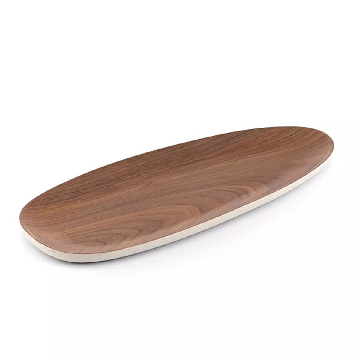 Bamboo Walnut Oval Plate – Basic White 12 ”