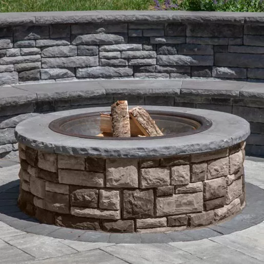 Belgard Cast Stone Fire Pit Kit Round Aztec – Ledgestone Pattern