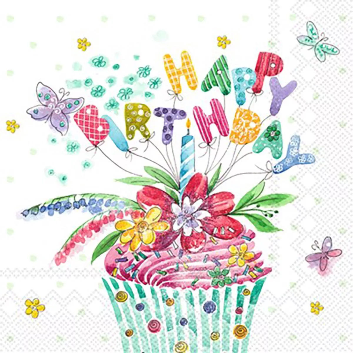 Birthday Cupcake Lunch Napkin
