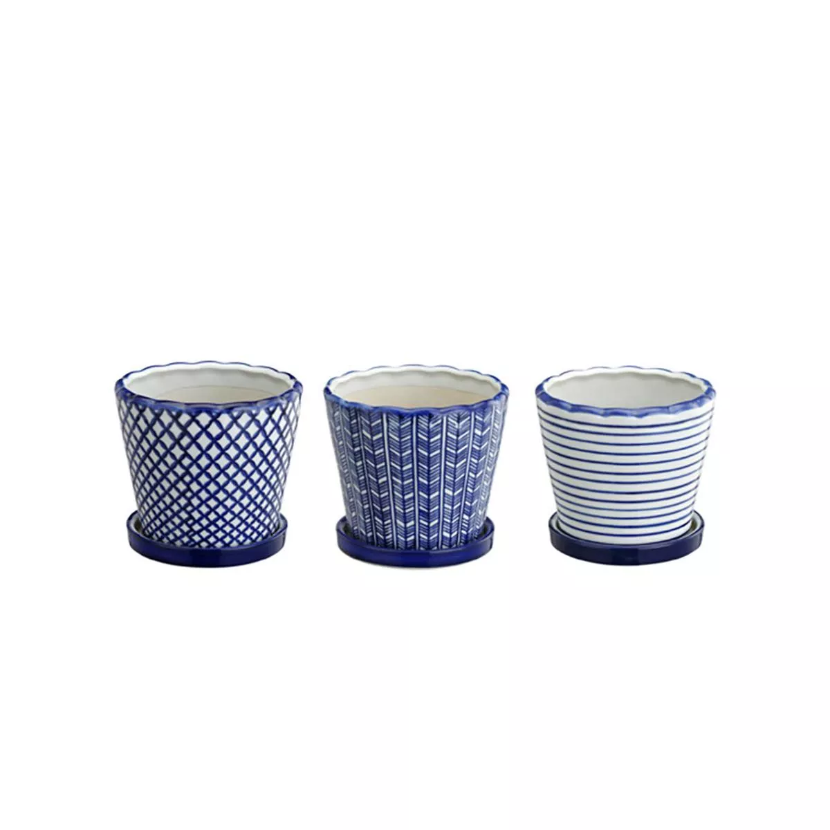 Blue & White Planter with Saucer