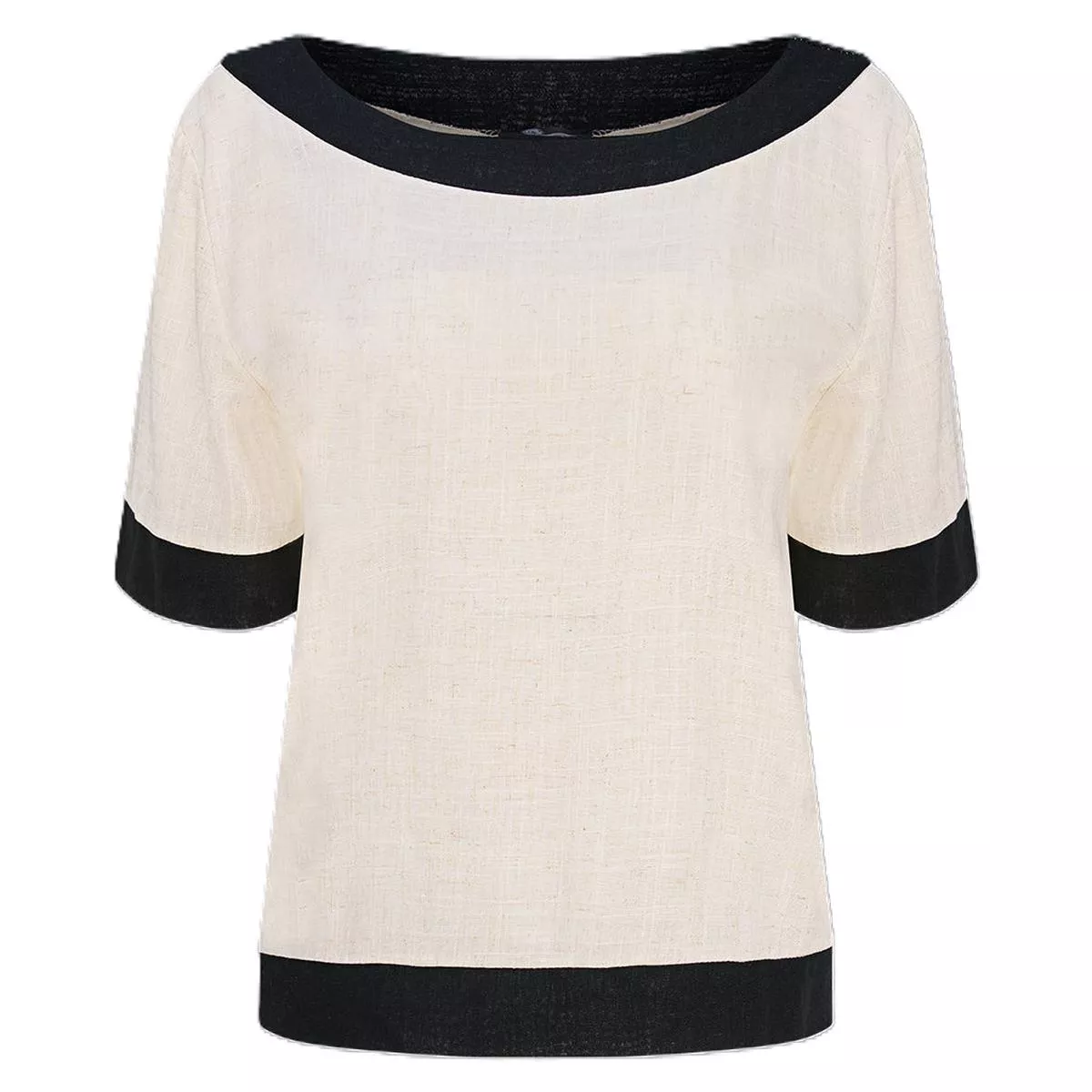Boat Neck Color-Blocked Top Oat Combo