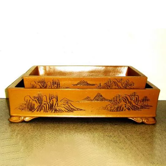 Bonsai Pot – Rectangular Shape, Yellow (without hole)