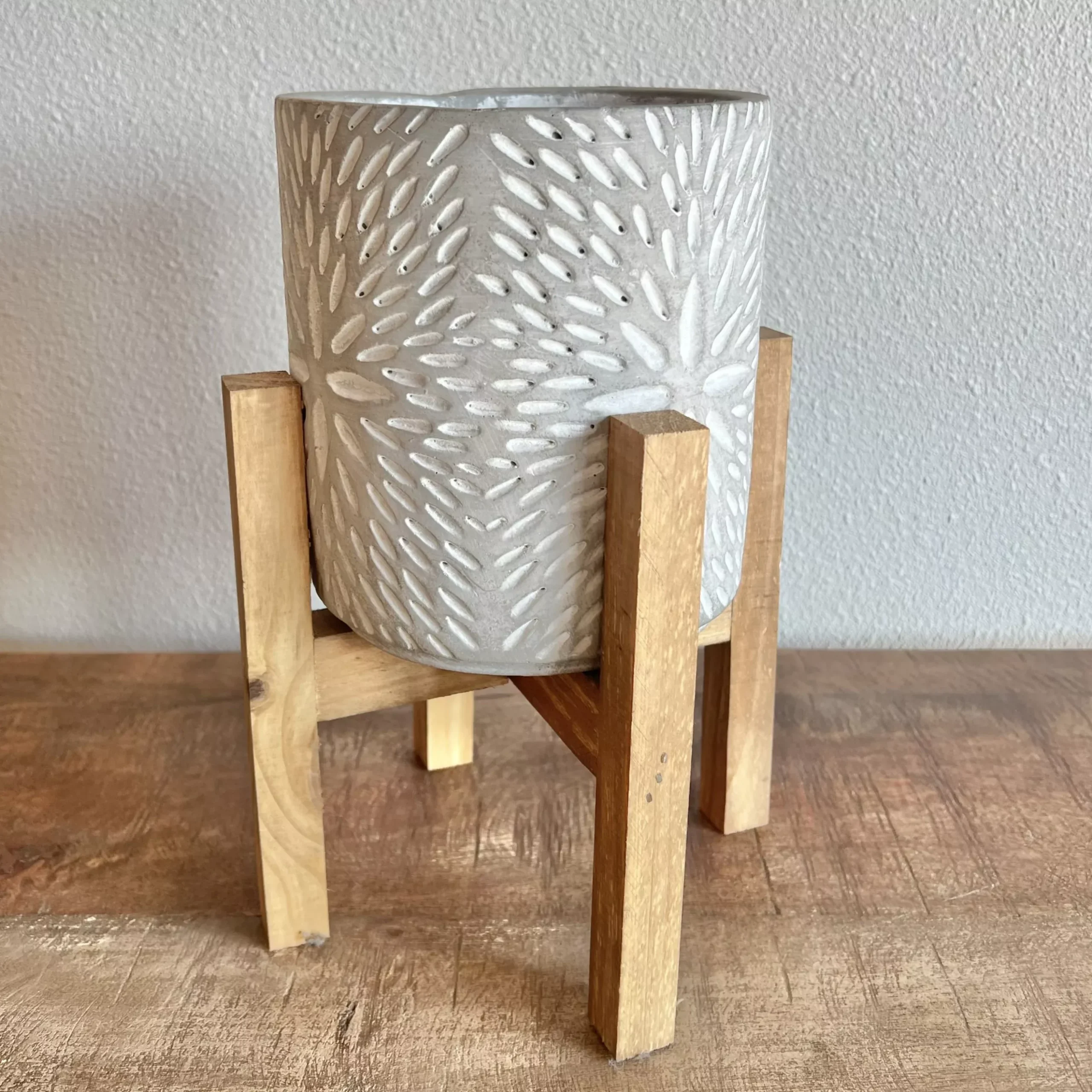 Cement Planter with Stand - Natural