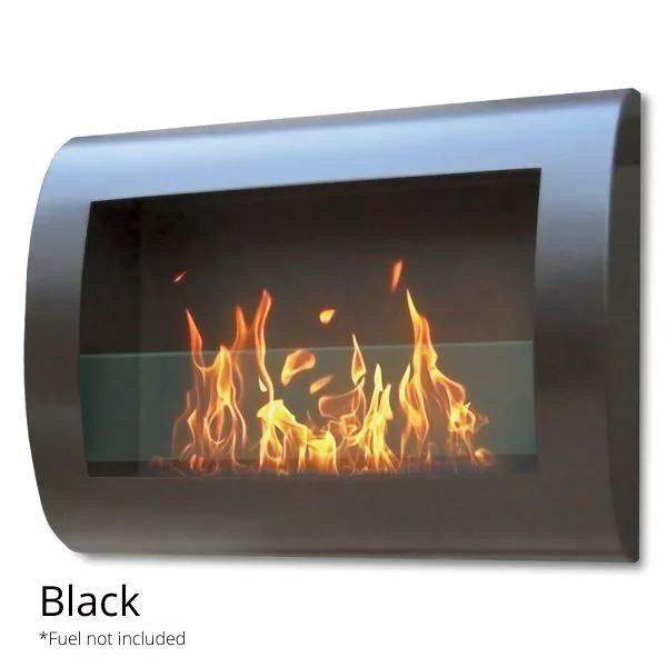 Chelsea Wall Mount Bio-Ethanol Fireplace – Black