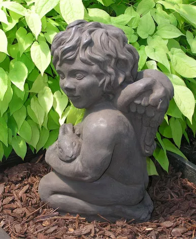 Cherub with Bunny Statue