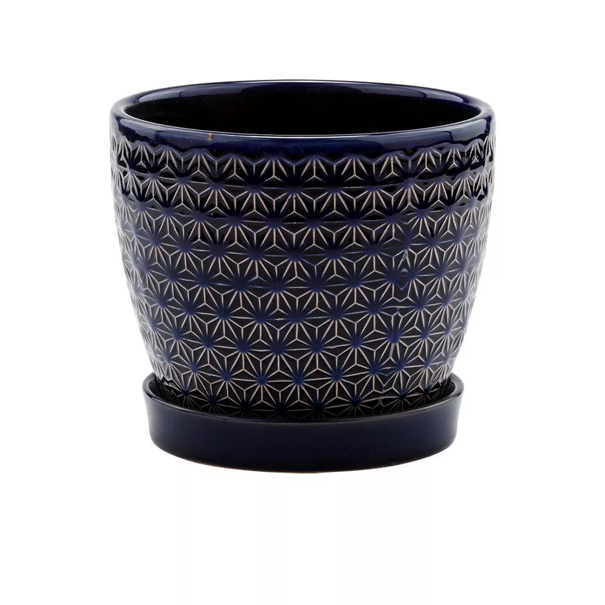 Cobalt Prism Pot with Saucer