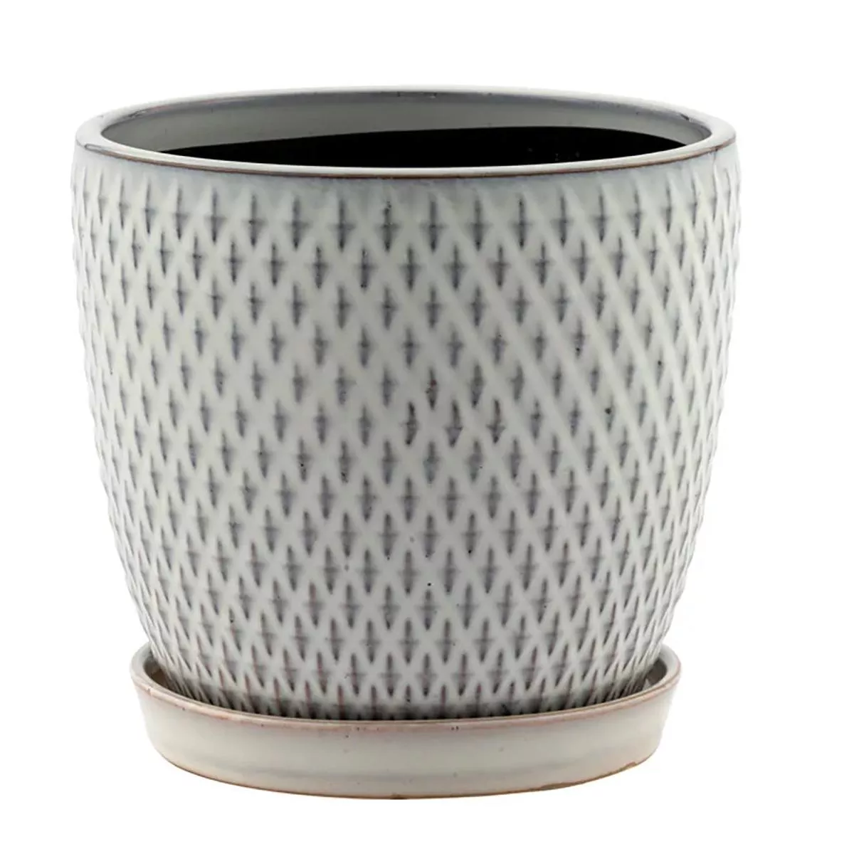 Diamond Pattern Pot with Saucer
