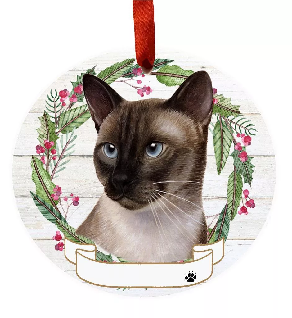 E&S Pets Siamese Cat Ceramic Wreath Ornament 551-7
