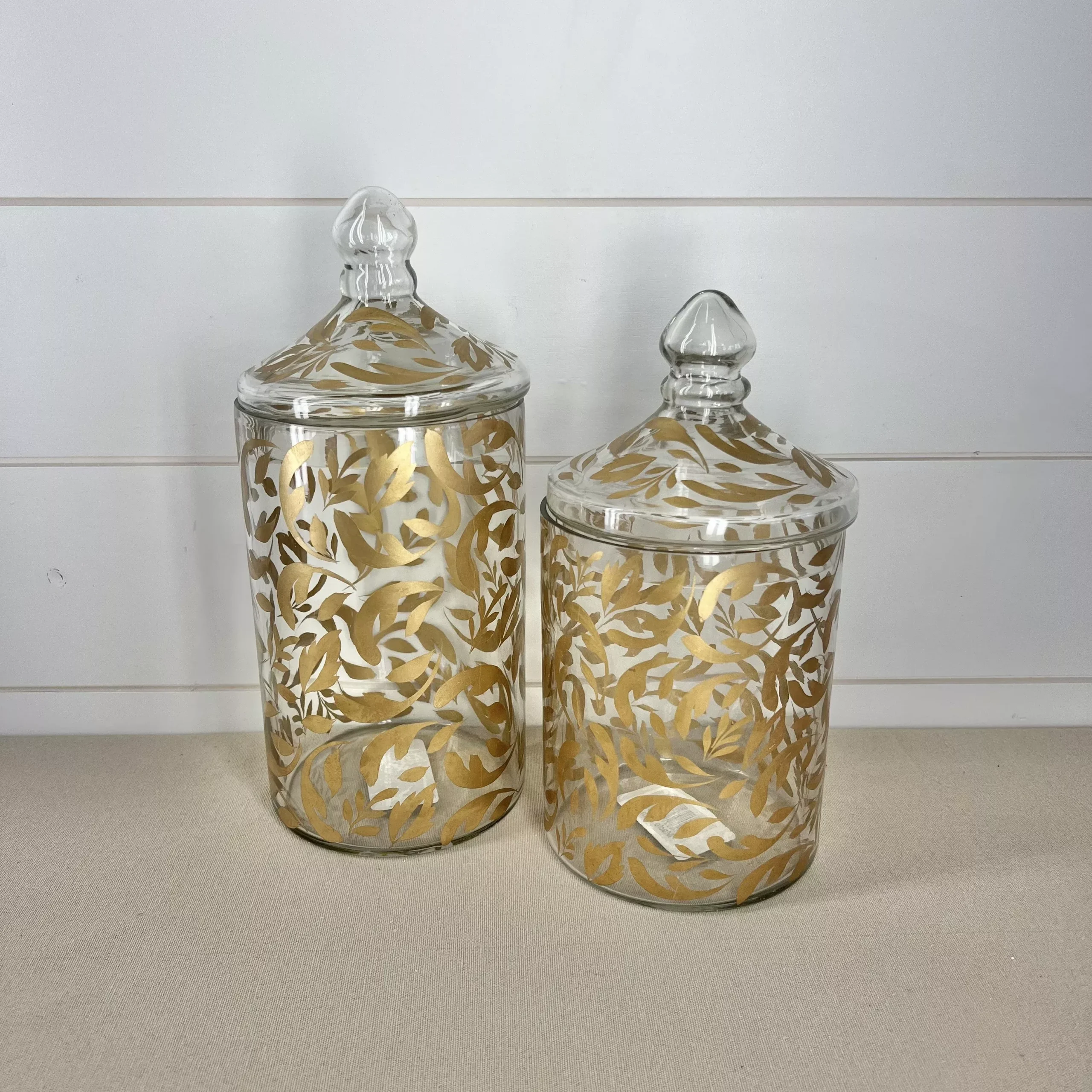 Glass Container - Gold Leaves