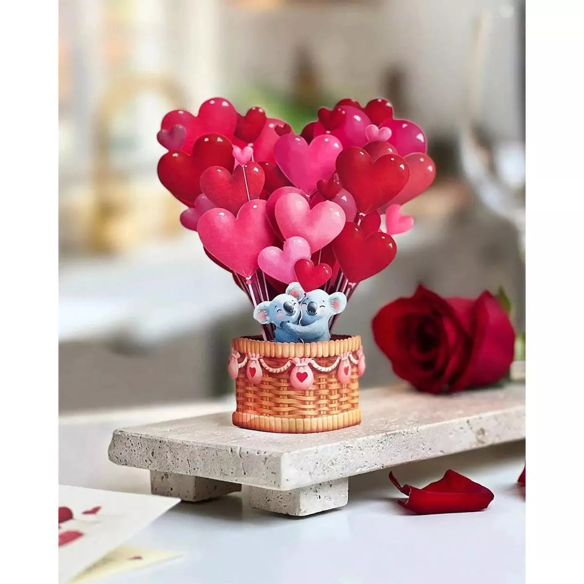 Heart Balloons Mini Paper Card