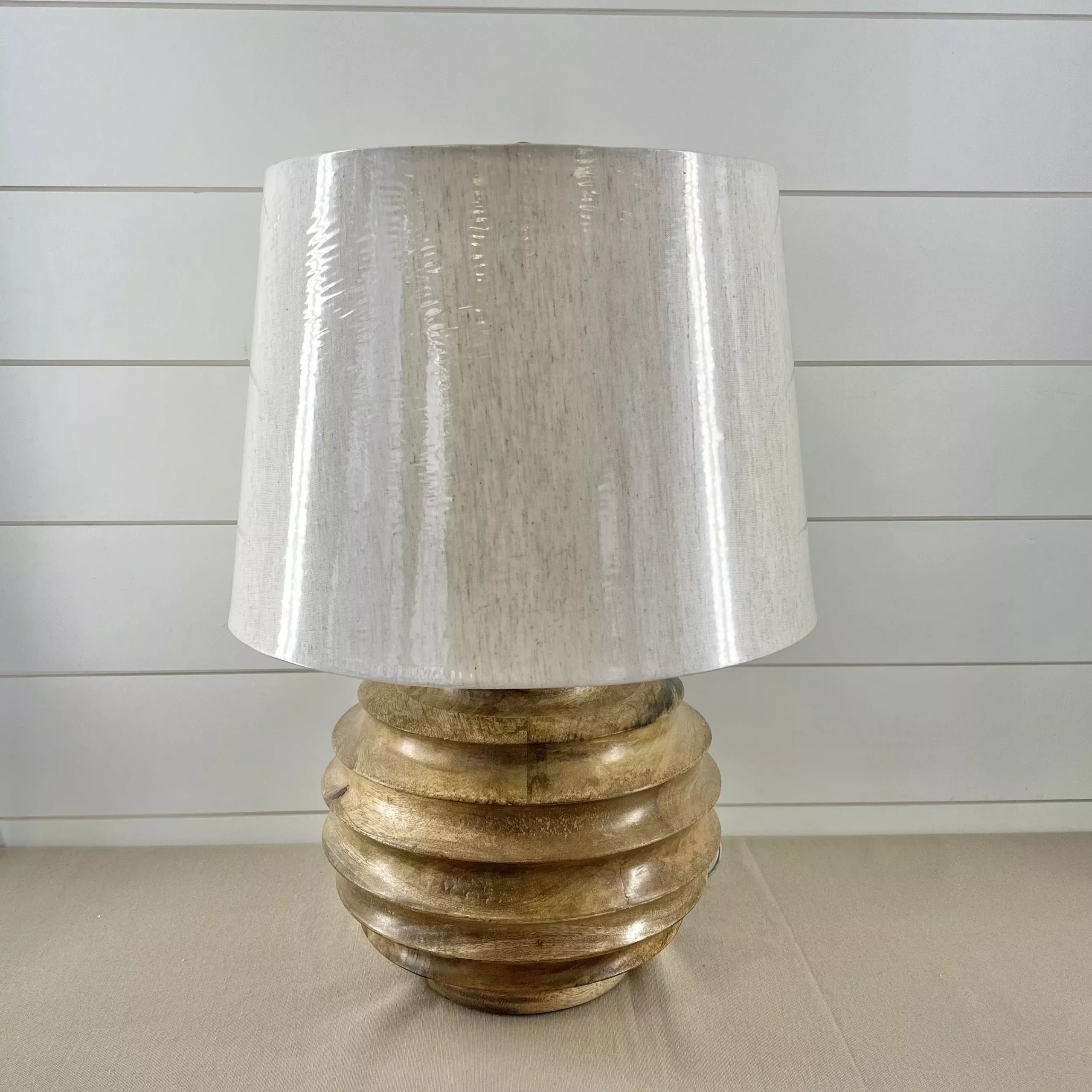 Mango Wood Round Lamp