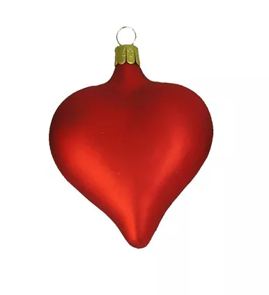 Medium Blown Glass Heart Ornament - Matte Red