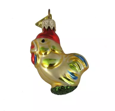 Mini Rooster Blown Glass Ornament