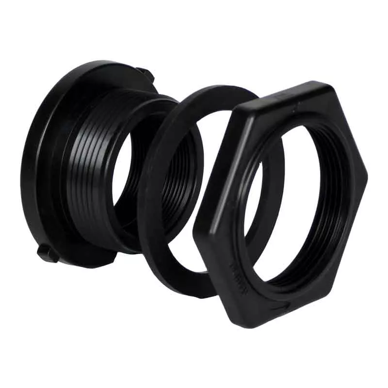 Nor - Bulkhead - 1/2" Double Threaded - Polypropylene, EPDM