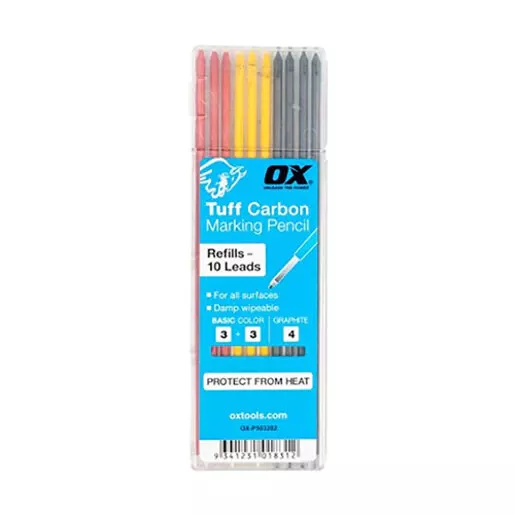 Ox Pro Tuff Carbon Pencil Leads – Basic Color & Graphite Lead | 10-Pack