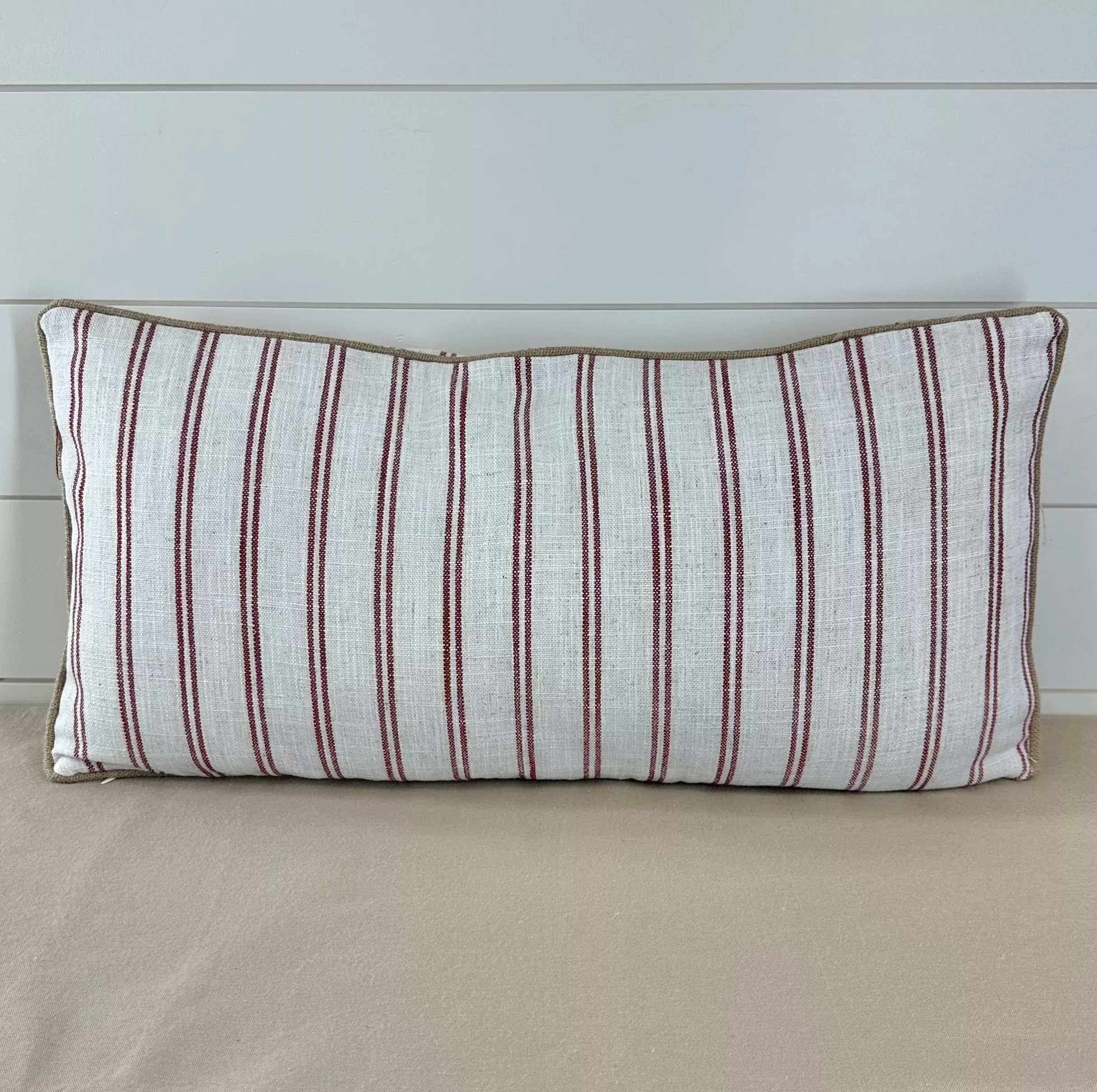 Pillow - Cream with Red Stripe
