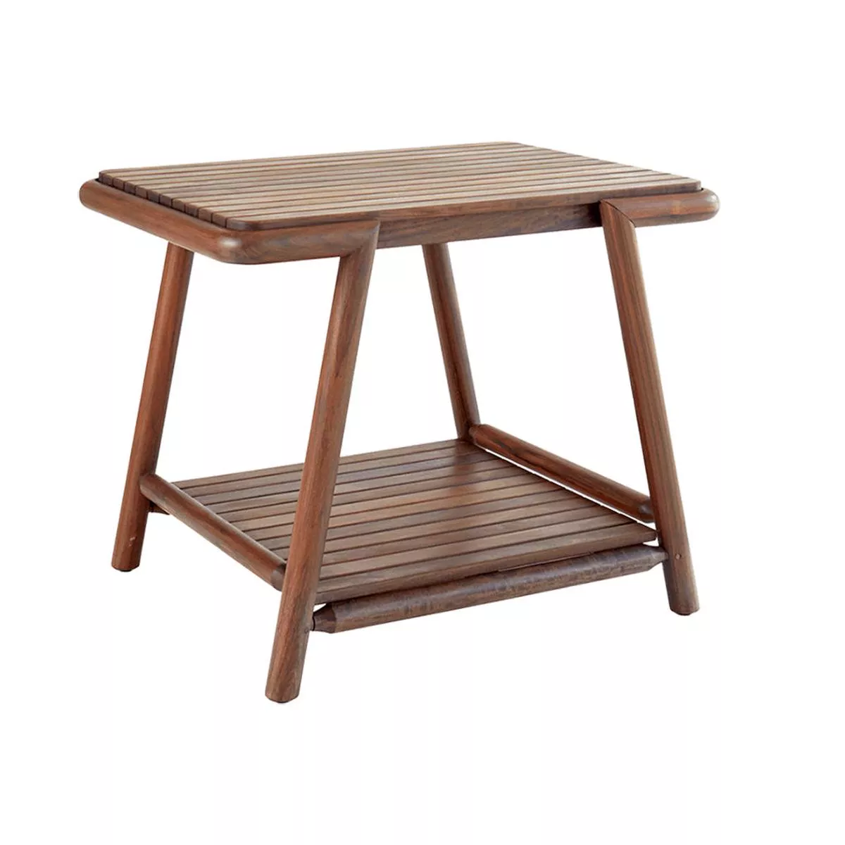 Rectangular Side Table with Ipe Top & Shelf
