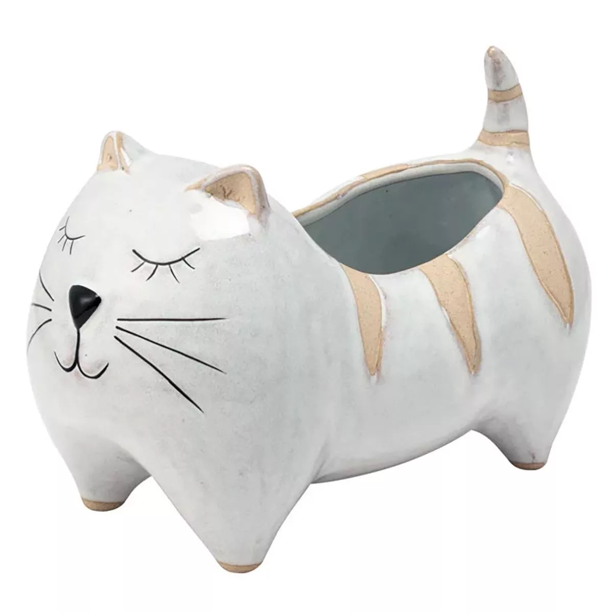 Sleeping Tabby Cat Planter
