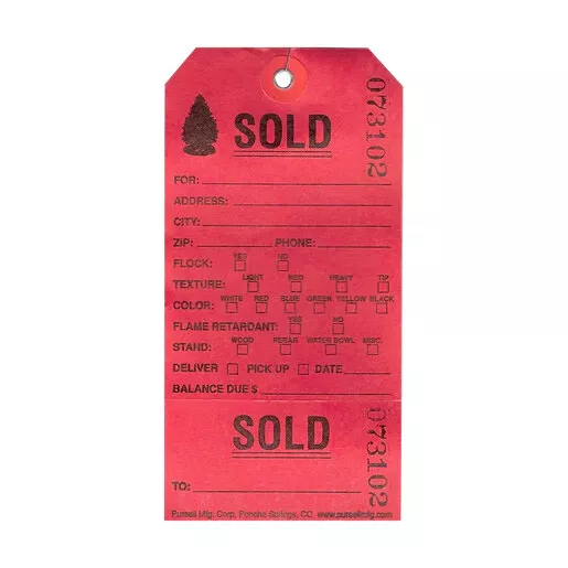 Sold Tag 2 Part Number Red 100/pkg.