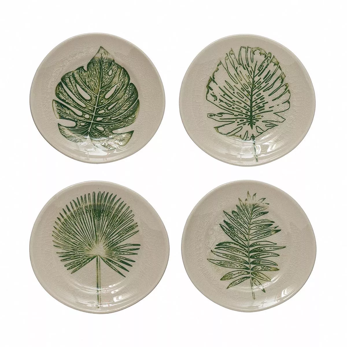 Stoneware Plate with Debossed Leaf