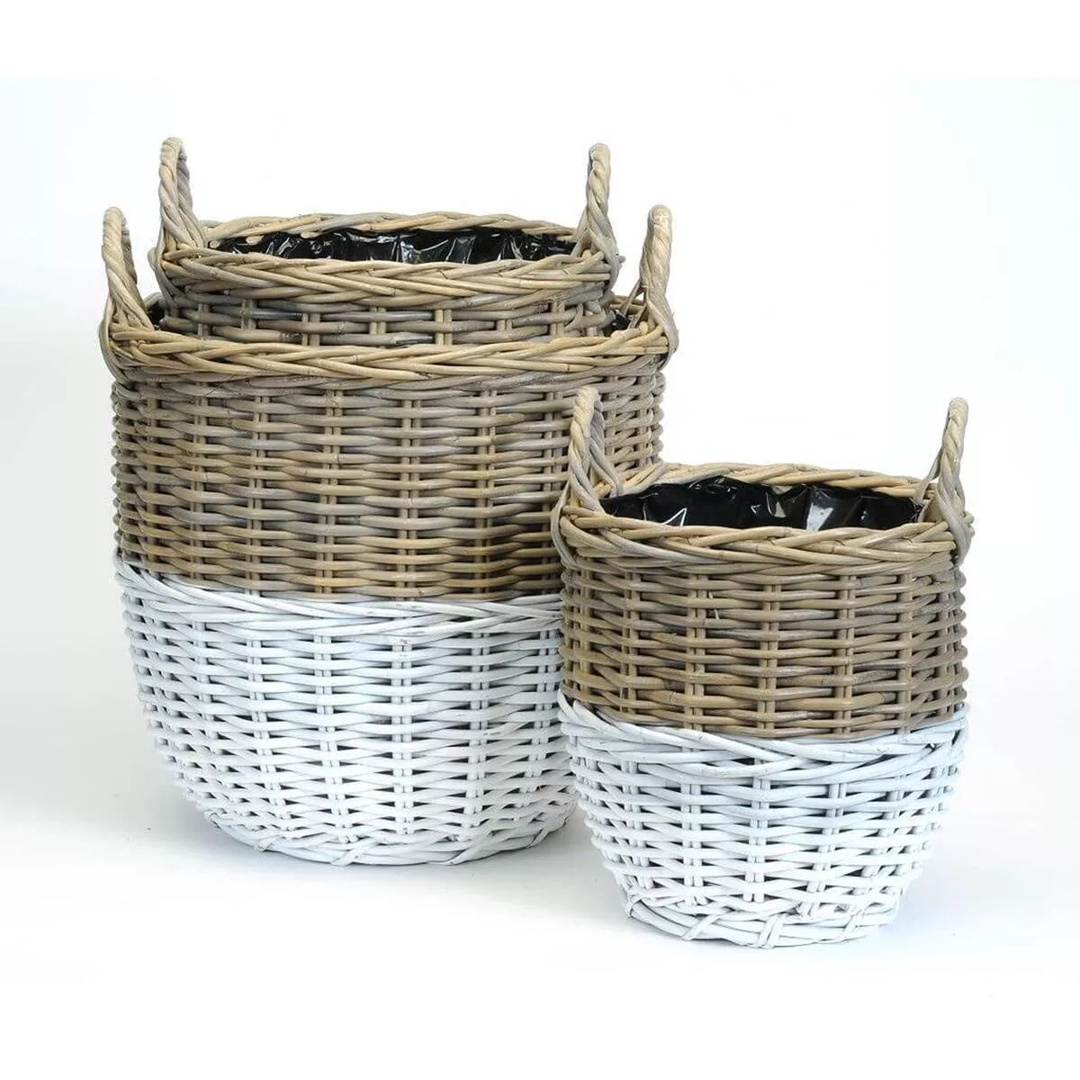 White Dipped Kubu Planter Basket Large