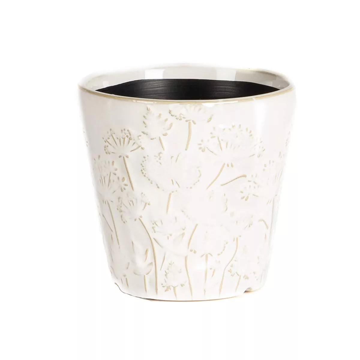 White Flower Emboss Pot 5.25In