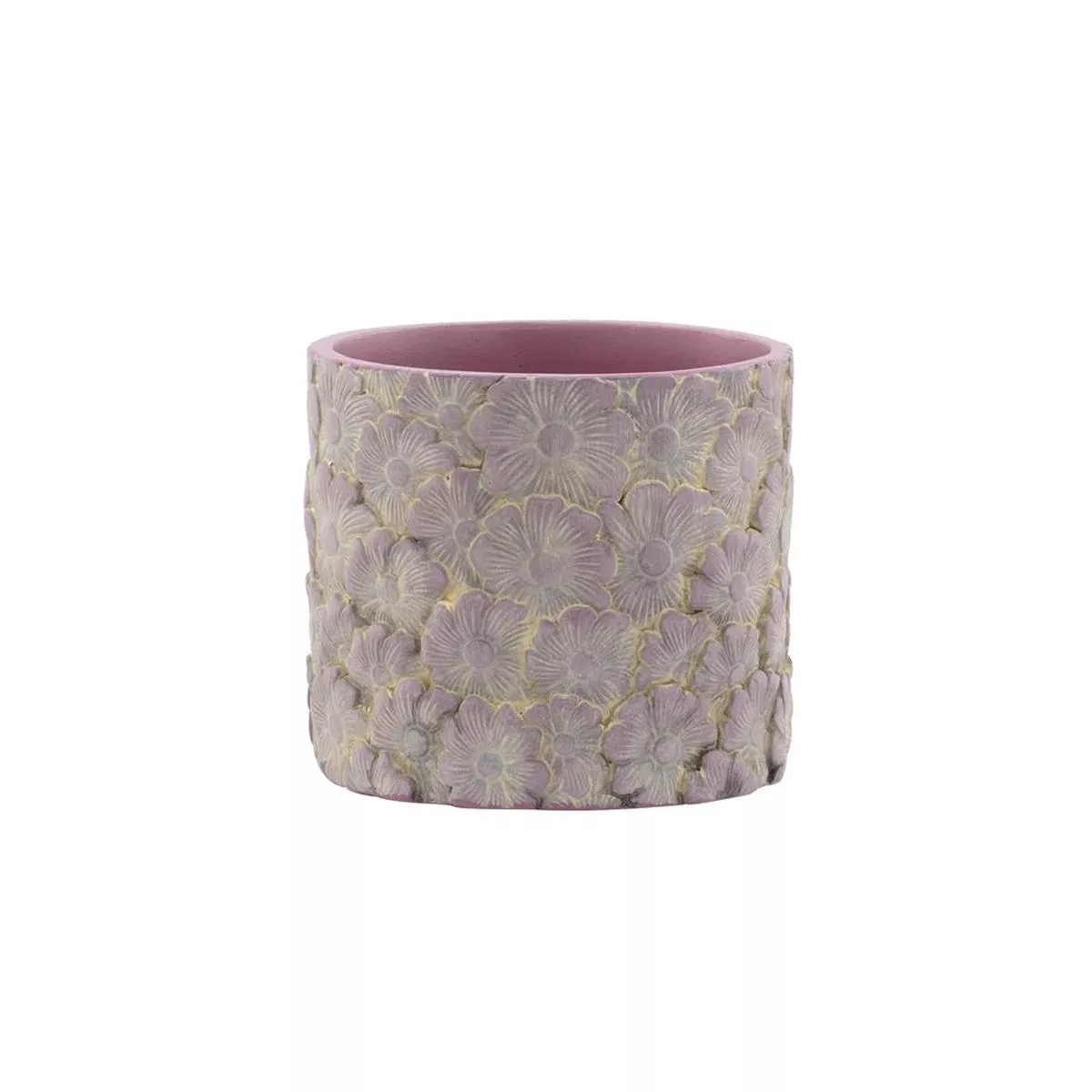White Wash Embossed Daisy Planter